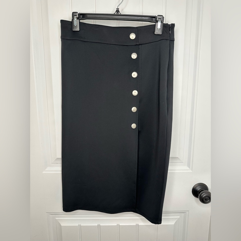 Kaia Collective Black Button-Down Skirt w/ Side Zipper